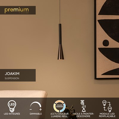 Lucide JOAKIM - Suspension - Ø 7,7 cm - LED Dim. - CCT - 1x7W 2700K/4000K - Avec module LED remplaçable - Café | Premium